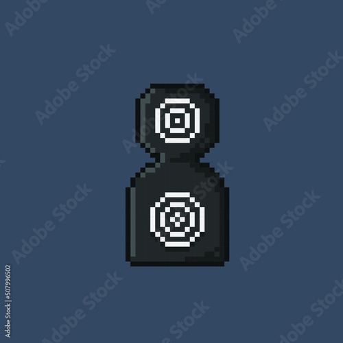 black and white shooting target with body shape in pixel art style
