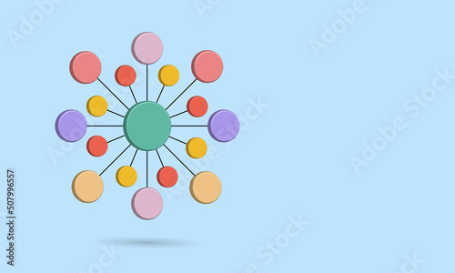 A polka dot circle with a line connected to the main circle for a schematic, flow chart or like an atomic molecule