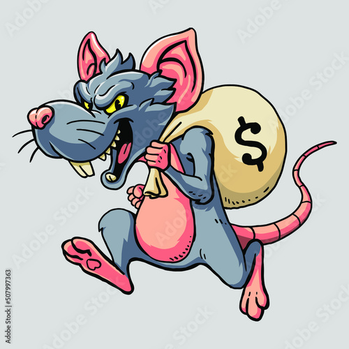 Big ugly mouse ran and stole money sacks