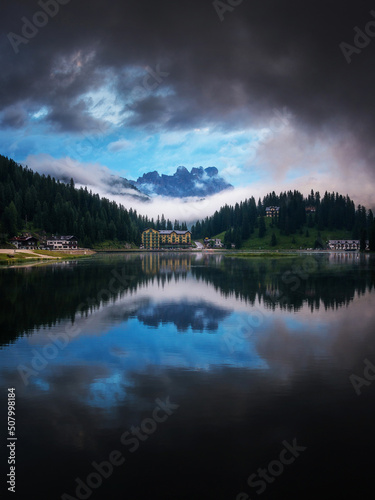 Lake Misurina on a dark and gloomy morning © gljivec