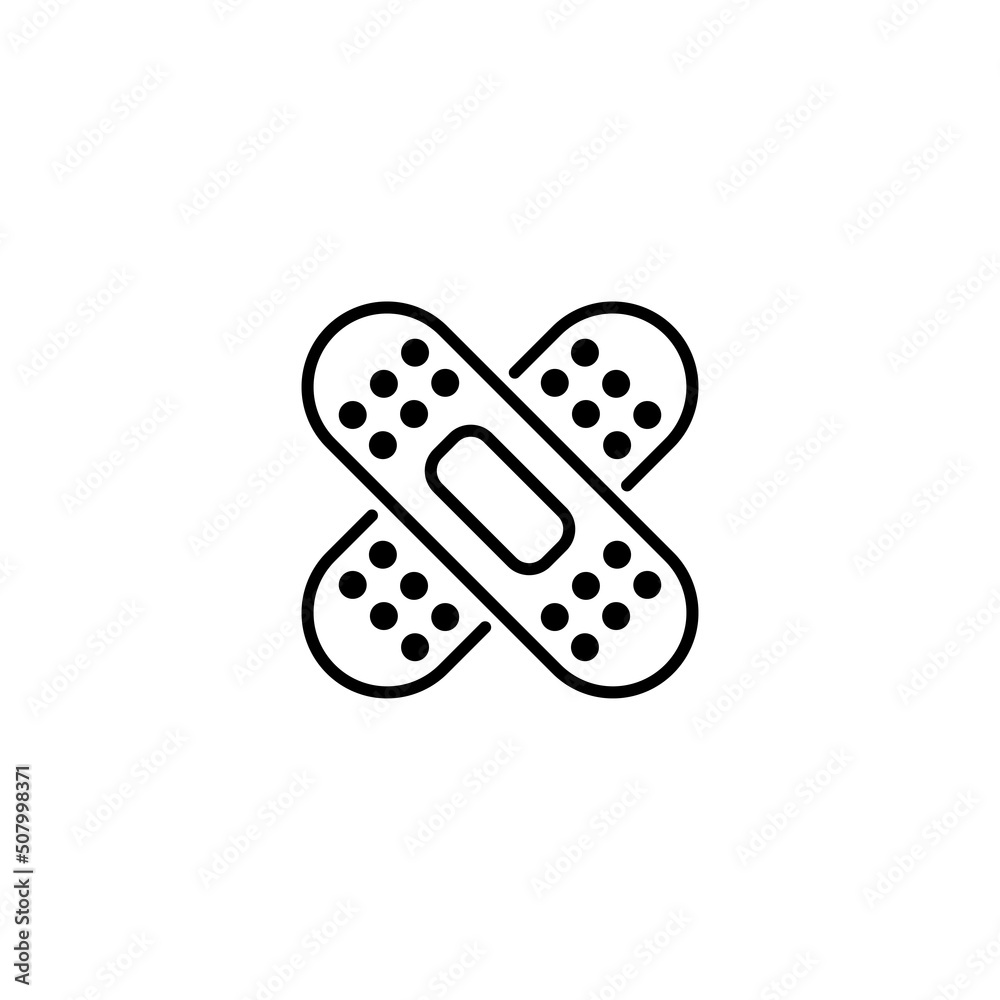 Adhesive plaster line and glyph icon, emergency and medicine color editable eps 10