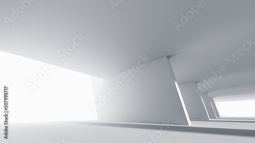 Abstract geometric unobtrusive background. Architectural composition, wall, modern building - 3D render. Architecture of the future for presentations, graphic design.