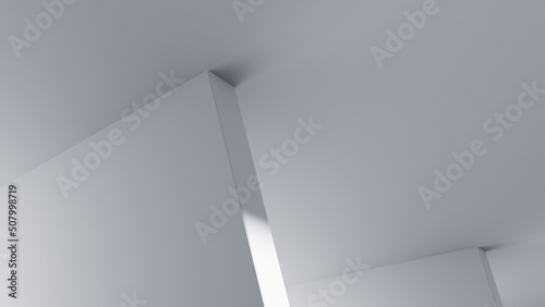 Abstract geometric unobtrusive background. Architectural composition, wall, modern building - 3D render. Architecture of the future for presentations, graphic design.