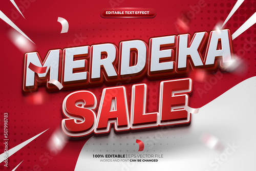 indonesia merdeka sale red white 3d Editable text Effect Style