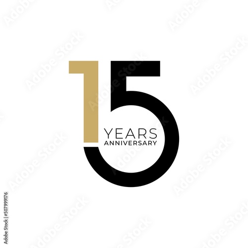 15 Years Anniversary Logo, Vector Template Design element for birthday, invitation, wedding, jubilee and greeting card illustration. photo