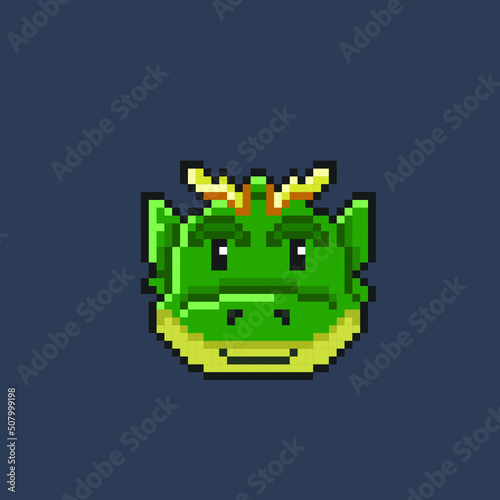 cute dragon head in pixel art style