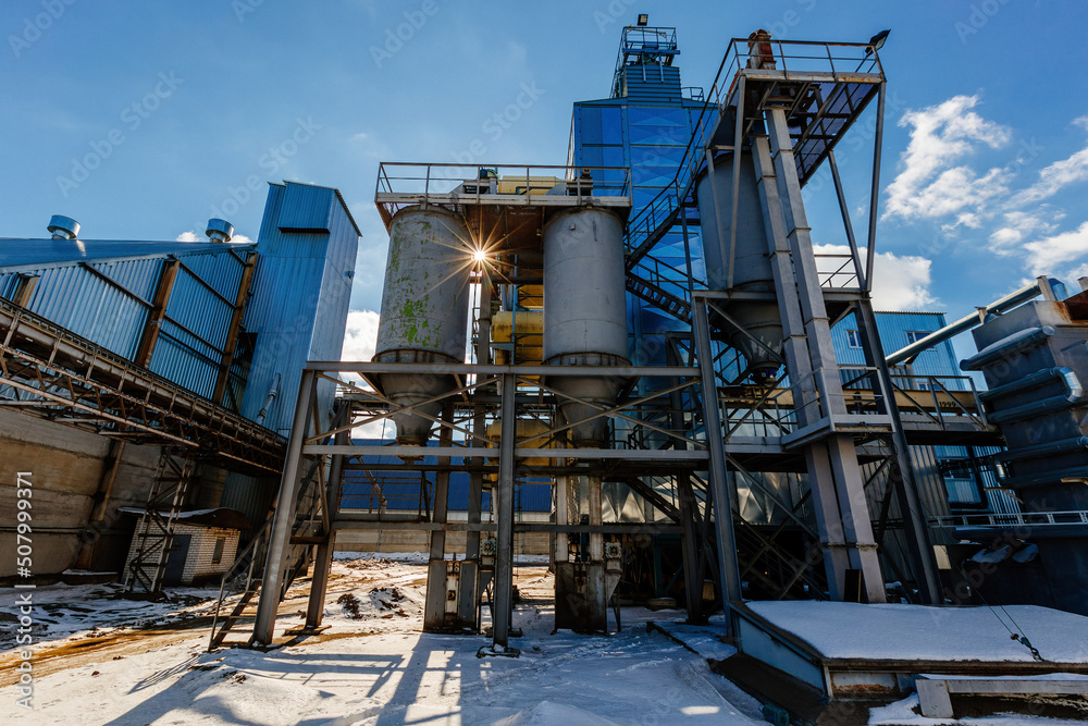 Modern agricultural grain drying complex and silos Modern agricultural grain drying complex and silos