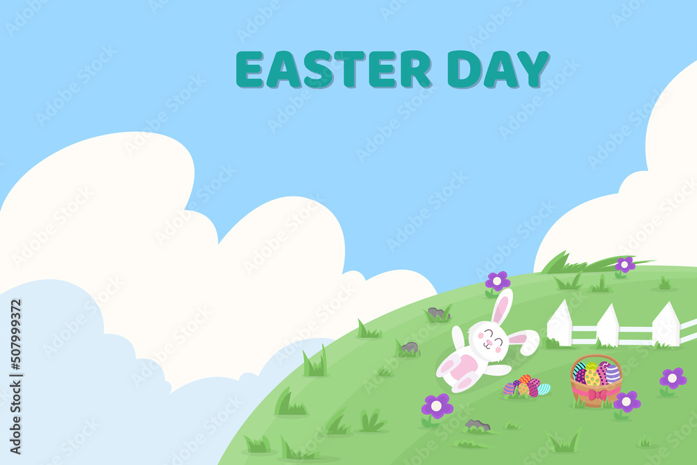 Happy Easter with beautiful scenery background