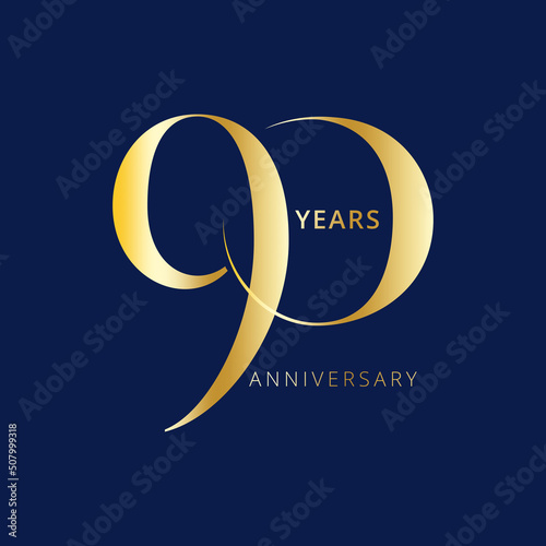 90 Year Anniversary Logo, Vector Template Design element for birthday, invitation, wedding, jubilee and greeting card illustration.