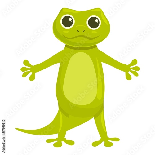 Home green reptile icon cartoon vector. Gecko lizard. Tribal animal