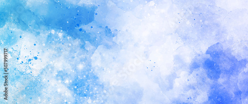 Abstract watercolor paint background by teal color light blue and green, blue watercolor vector background with space for text or image.	