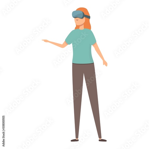 Virtual tour headset icon cartoon vector. Online video. Gallery house