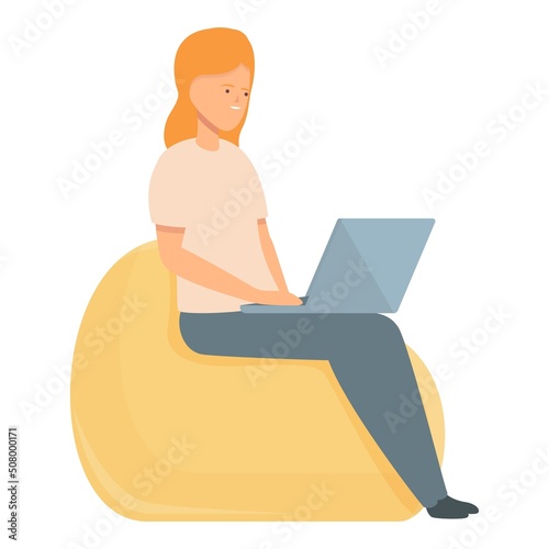 Relax virtual tour icon cartoon vector. Online museum. Degree travel