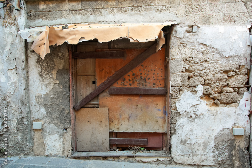 Abandoned wooden door