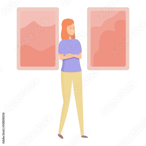 Museum art tour icon cartoon vector. Real walk. Gallery house