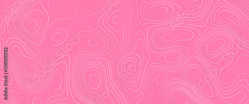 Abstract concept graphic element and geography scheme, Topographic line contour map background, geographic grid map, vector topographic map in white and pink colors.