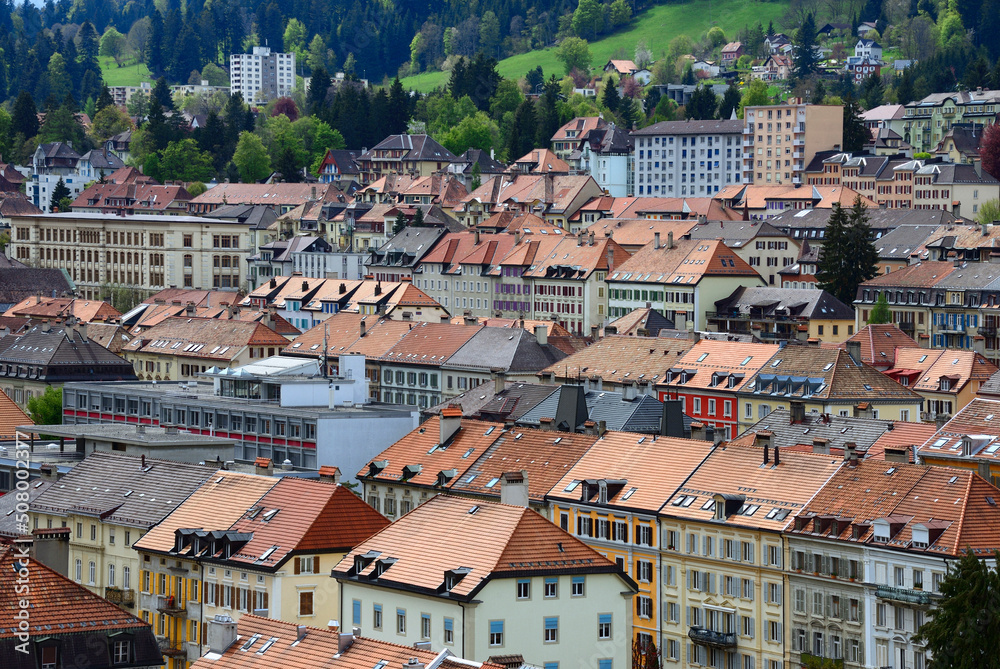 La Chaux-de-Fonds city, Neuchâtel, Switzerland, Europe, UNESCO World Heritage, centre of watch making industry, the area known as Watch Valley, famous also for its urban concept