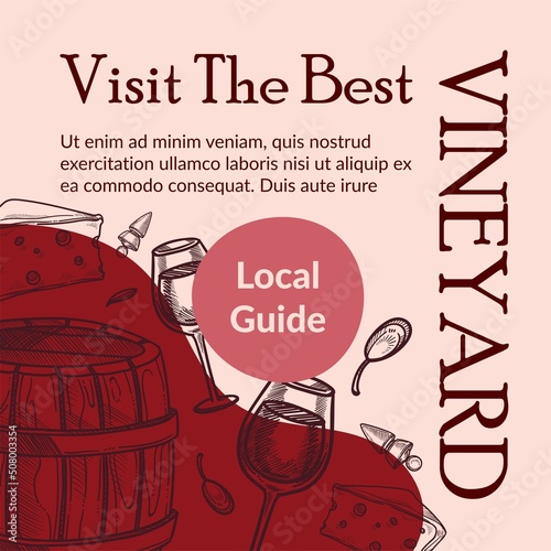 Visit best vineyard, local guide banner vector