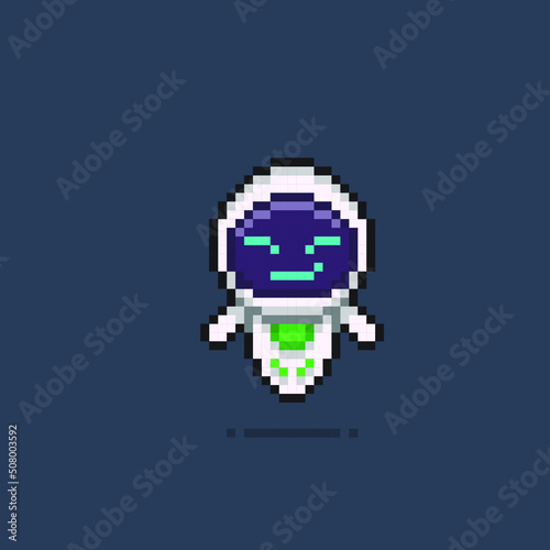 cute smiling robot in pixel art style