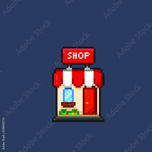 shop building in pixel art style