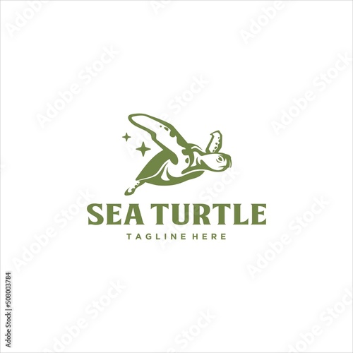 Turtle Sea Logo Design Vector Image