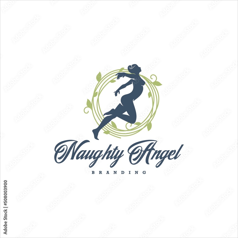 Angel or Female Silhouette Logo Design Vector Image