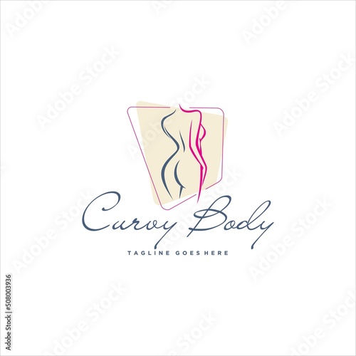 Female Body Goal Curvy Logo Design Vector Image