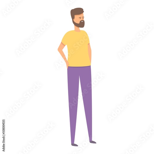 Beard man icon cartoon vector. Online tour. Walk house