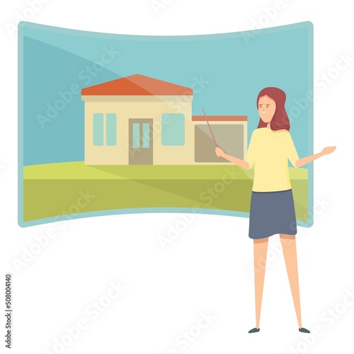 House virtual tour icon cartoon vector. Online video. Walk gallery