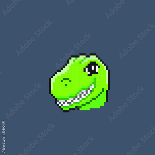 tyrannosaur head in pixel art style