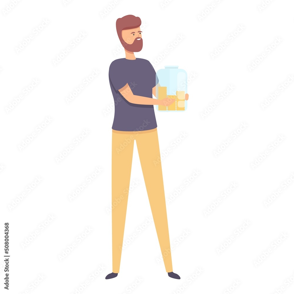 Jar passive income icon cartoon vector. Money work. Computer freedom Jar passive income icon cartoon vector. Money work. Computer freedom