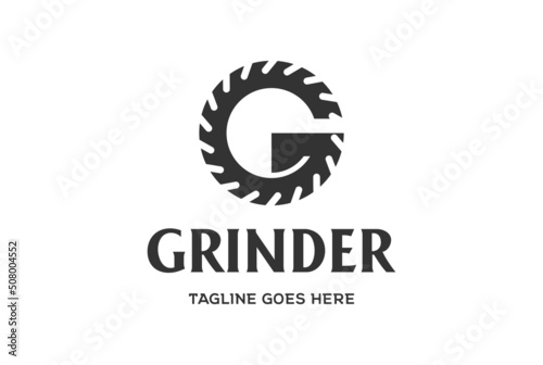 Initial Letter G Grinder for Woodworking Carpentry Logo Design Vector
