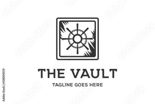 Vintage Retro Vault Safe Handle Gear Factory Logo Design Vector