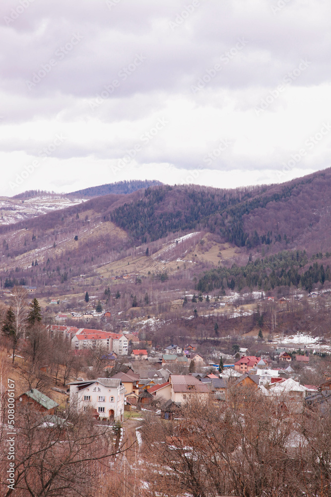 City in the Carpathian mountains