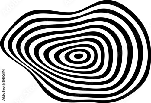 Abstract black and white stripe shape. Liquify Wave form.