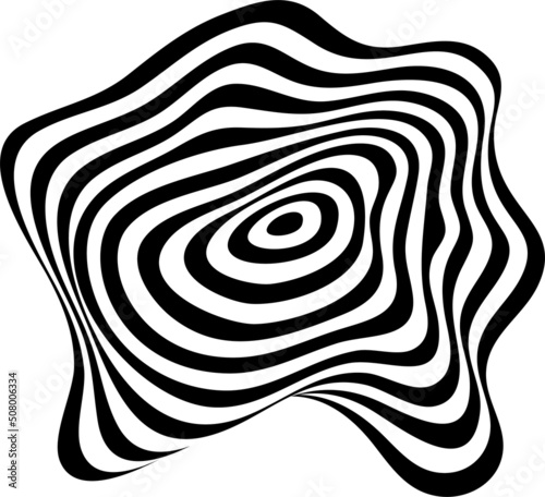Abstract black and white stripe shape. Liquify Wave form.