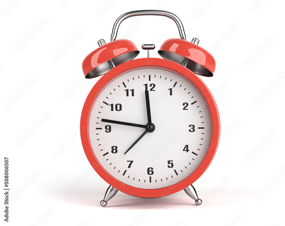 Red Alarm clock isolated on white background Red Alarm clock isolated on white background