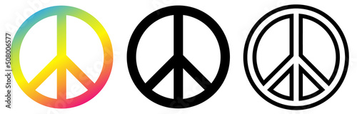 Peace symbol set. Vector icon on white background. photo
