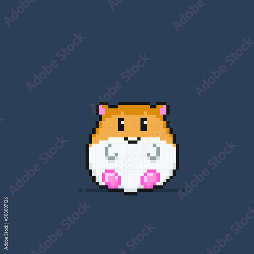 smile hamster in pixel art style
