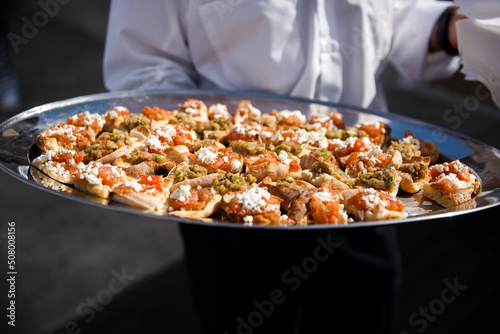 Street food at the wedding or another catered event dinner