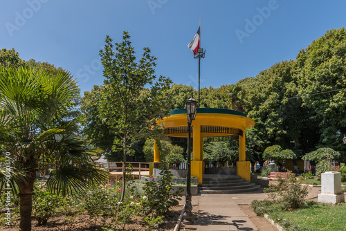 yellow pavilion, Plaza de Armas, Santa Barbara, Bio Bio Region, Chile photo