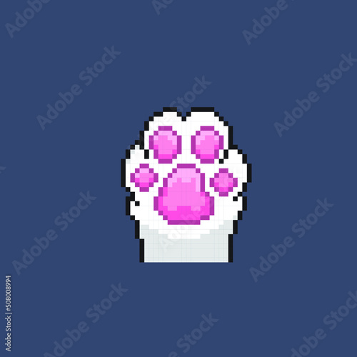 cute white paw in pixel art style