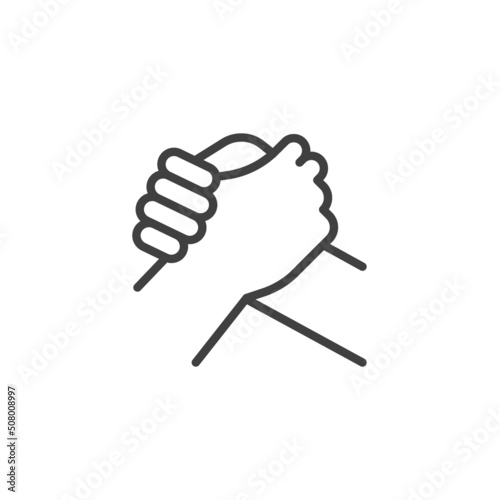 Collaboration, handshake line icon