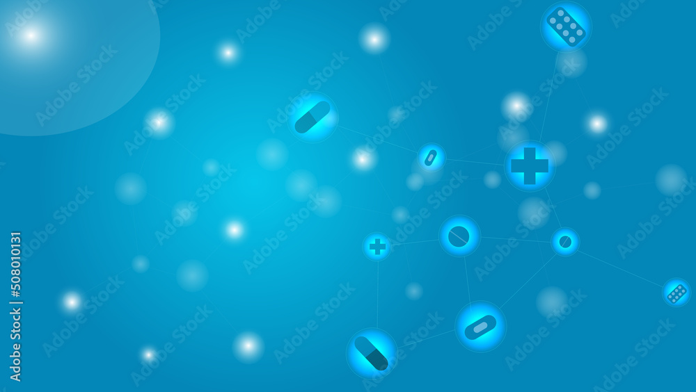  medical abstract background with medical icons and blue background with gradient