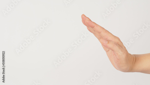 Ray hand sign (pitch) or the hopeful tone on white background .The sign of tone in key