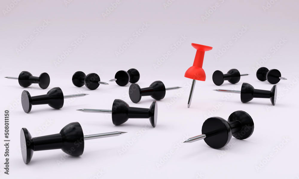 Obraz premium 3d illustration, push tacks , light background , 3d rendering