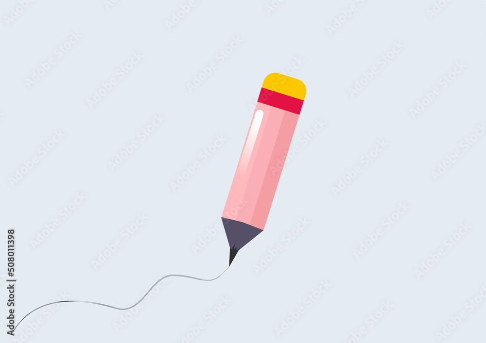 Pencil writes on paper. To draw with a pencil. Drawing for children. Simple pencil. Pencil writes on paper. To draw with a pencil. Drawing for children. Simple pencil.