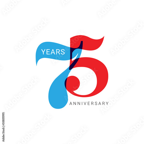 75 Year Anniversary Logo, Color, Vector Template Design element for birthday, invitation, wedding, jubilee and greeting card illustration.