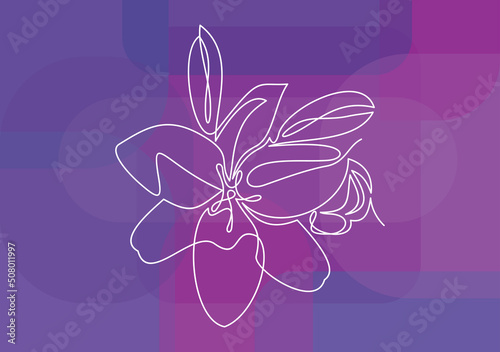 Hand drawn orchid flowers. One line drawing.Vector illustration