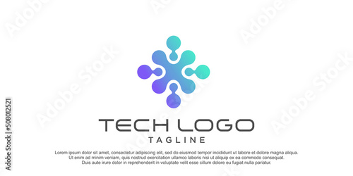 Tech logo with creative concept premium vector